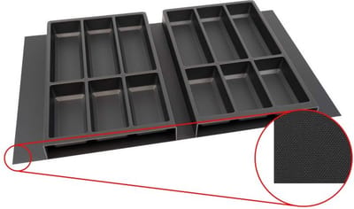 Culinorm Bestekbak - Besteklade - incl. antislipmat met 2 Carbon Black cassette - 80 cm breed x 47 cm diep