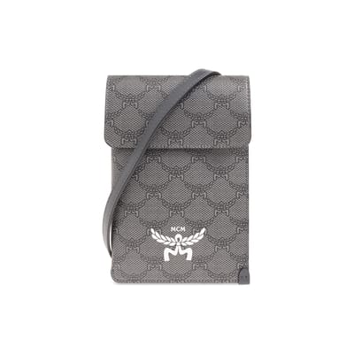 MCM Himmel Lauretos Vintage Zilverkleurige Canvas Tas Met Metalen Beslag Canvas En Leer Handvat Schouder Crossbody Mini Herentassen MXZESAC08ED001 Basic Set (Bag+Dust Bag) gray