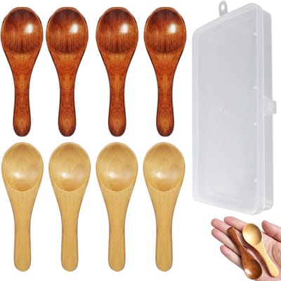 Set van 8 houten honinglepels en mini ijslepel - Perfect voor jam, koffie en desserts