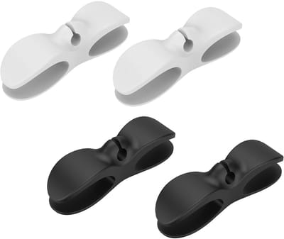 4 Stuks Zelfklevende Kabelorganiser met Kabelspoelen en Klemmen voor Keukenapparatuur - Kabelbeheer en Kabeloplossingen in Zwart en Wit