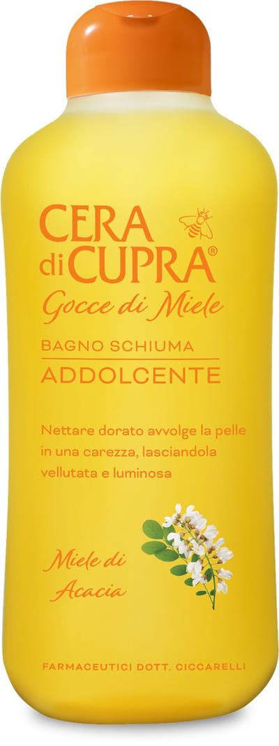 Cera di Cupra - Gocce di Miele: Bagno Addolcente: heerlijk bad- en doucheschuim met Acaciahoning voor een zachte, relaxte huid met de heerlijke geur van de Acaciabloem (fles 700ml).