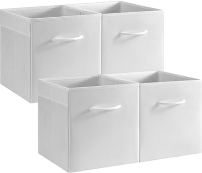 Dailygoods- Opbergkubus Duurzaam - Opbergdozen met Handvat - Opbergmanden - Opvouwbaar - 4-Pack - 11 Inch Karton