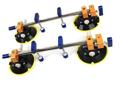 Steen Naad Setter - Nivellering Tool - Aanrechtblad Installatie - Dubbele Zuignap - 2x 4.5 inch - Zwart