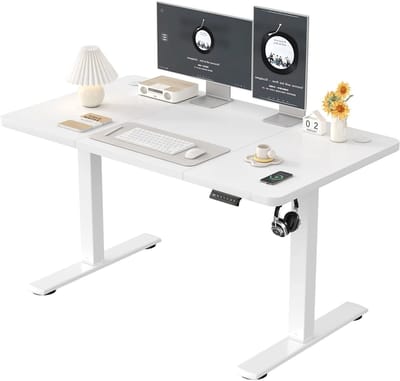 Geargalaxy Verstelbare Bureau - Werktafel - Computertafel - Thuiskantoortafel - Elektrisch Verstelbaar Bureau - 120x60cm - Wit