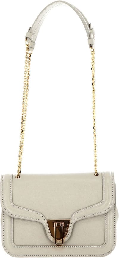 COCCINELLE Leren Schoudertas Avondtas Marvin Twist Textured Handbag Gelso Beige