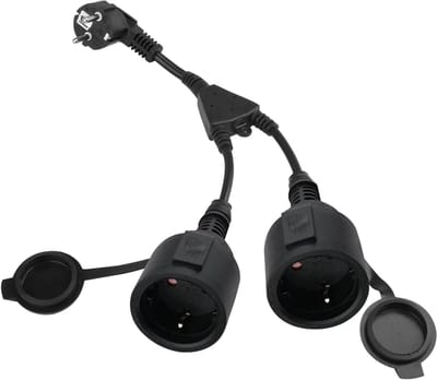 Verlengsnoer Buiten - Stopcontacten Kabel - Tuin Stroom - IP44 Waterdicht - 2 Stopcontacten - Zwart
