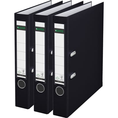 Leitz 180° Ordner PP A4 - Rugbreedte van 50 mm - Voordeelverpakking (3 stuks) - Zwart