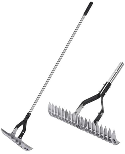 Rieten hark - Verstelbare hark - Gazon onderhoud - Dubbelzijdig tandontwerp - 15 inch breed - Zwart