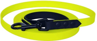 Hondenlijn - BioThane® - Olijfgroen - Zwart - 10 meter - 16mm - Middelgrote hond