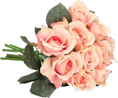 Topart Kunstbloem - 10x - roos Alice - de luxe - roze - 30 cm - kunststof steel - decoratie