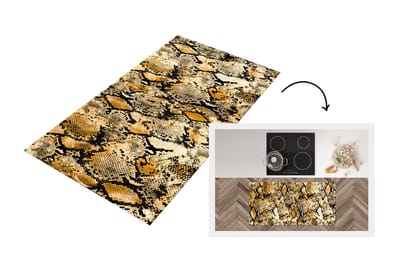 Keukenloper - Loper keuken - Dierenprint - Goud - Slang - Schubben - 120x60 cm - Keukenloper vinyl