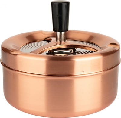 Draaiasbak - rose goud - 13 cm - rond - drukasbak - draai asbak - stormasbak - Terrasasbak