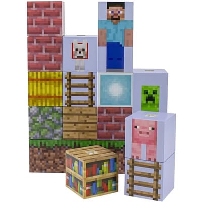 Minecraft Block Building Light – 16 Verwisselbare Lichtblokken, Officieel Minecraft Nachtlampje Voor Slaapkamer & Gamekamer- Paladone