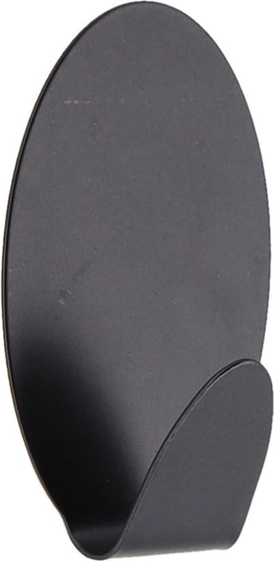 Tendance Plakhaakje ovaal - 1x stuks - 4 x 3,5 x 7 cm - Zelfklevende ophang haakjes - RVS - zwart - keuken/badkamer haken