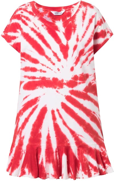 Angel of Style - Dames - T-shirt oversized batikprint ronde hals - Neonrood - Maat 42