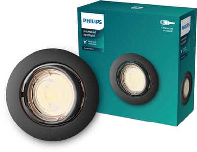Philips Peridot inbouwspot - GU10 fitting - Zwart - Rond - Richtbare spot