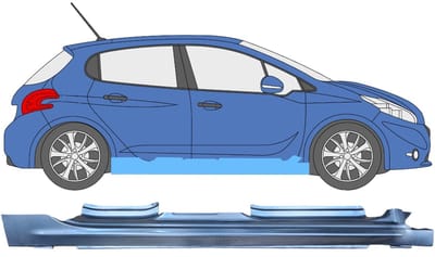 Volledige dorpel voor Peugeot 208 2012-2019 / Rechts