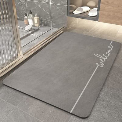absorberende vloermat, antislip, sneldrogend, dunne badkamertapijten, wasbare badkamermat, douchemat voor badkuip (50 x 80 cm)