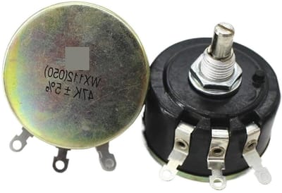 Draadpotentiometer Enkele Spoel - Instelbare Weerstand - Elektronische Schakelingen - 5W Vermogen - 10K Ohm - Zilverkleurig