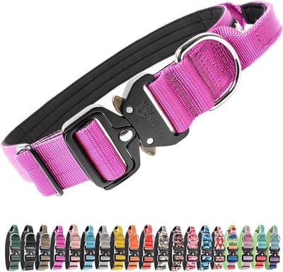 TSPRO premium tactische hondenhalsband met handgreep – verstelbaar – Paars – maat L - NEK – 44,5 - 62,2 cm Zwaar Belastbaar voor Middelgrote tot Grote Honden