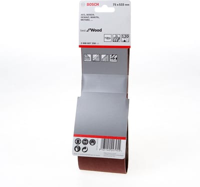 Bosch Accessories 2608607258 2608607258 Schuurband Korrelgrootte (num) 120 (l x b) 533 mm x 75 mm 3 stuk(s)