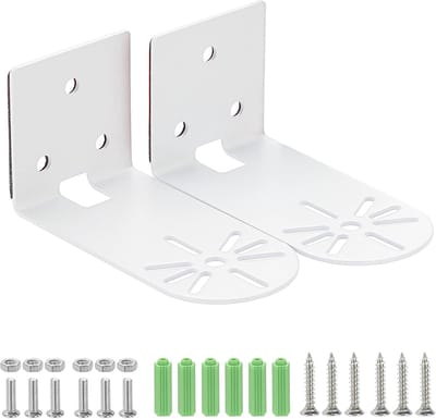 Set van 2 wandcamerahouders - Kleine metalen wandhouders, universele kleine ophanghouders, geschikt voor beveiligingscamera's, luidsprekers, enz., wit