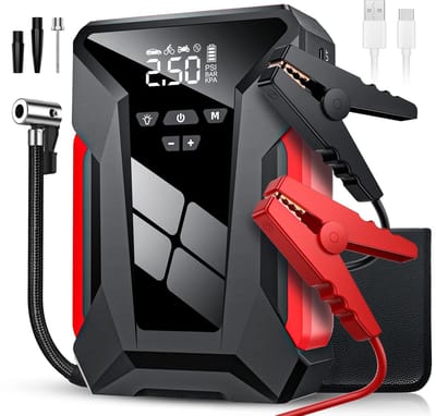Deliqa - Jumperstart Voor Auto - Accu Starter Voor Auto - Luchtcompressor - 4 In 1 - 28000Mah Powerbank - Startkabels