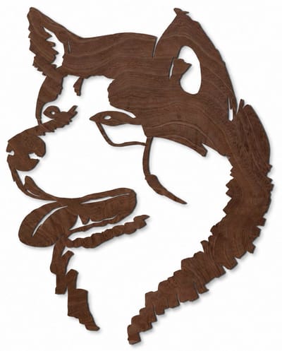 Houten wanddecoratie - Wooden wall decoration | Akita inu 55 x 70cm Shiba | Donker hout - Dark wood | Muurdecoratie - Wall art - Design Wandfiguur - Echt Hout - Real Wood - Honden - Dogs - Dieren