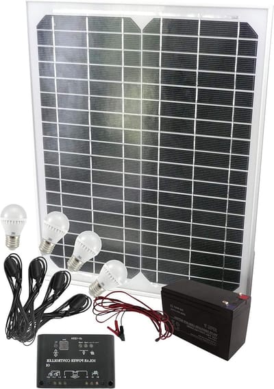 Zonne-set 15W - Energie set - Duurzaam energie opwekken - Compleet met klikschakelaars - 15 Watt - Zwart