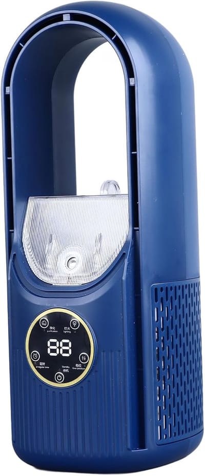 Draagbare Bladloze Ventilator, 6 Snelheden, Kleine Persoonlijke Koelventilator, Stille USB Tafel Vernevelingsventilator Met Timer Voor Kantoor & Slaapkamer, Blauw