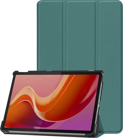 Hoesje - Geschikt voor Lenovo Tab M11 (11 inch) - Dun & Stevig - Trifold Bookcase - Hard Cover - Hardcover Book Case - Tablet Hoes - Donkergroen
