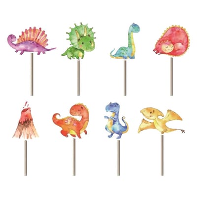 Dailygoody - Dinosaurus Cupcake Toppers - Verjaardag - Feestdecoratie - Papieren Cake Toppers - Creatieve Versiering - Geschikt voor Kinderen - 48 Stu