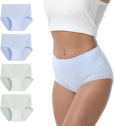 Katoenen Hoge Taille Ondergoed voor Dames, Rekbaar en Ademend, Dubbel Laags Ontwerp, Zacht en Vochtregulerend voor Dagelijks Gebruik