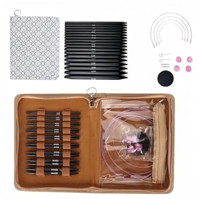 32 Piece Interchangeable Circular Needles Set, 3 To 6 Mm Interchangeable Ergonomic Circular Needles Set with Storage Bag for Craft Beginners, Gifts for Mom, Grandma, Boyfriend
