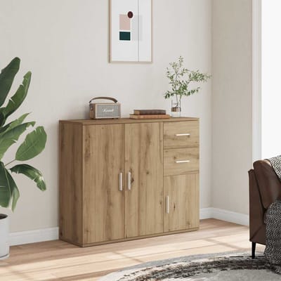 vidaXL - Dressoir - Artisan - Eikenhout - 91x29,5x75 - cm - Bewerkt - Hout