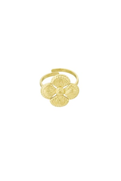 Bloemen Ring - Goudkleurig - Stainless Steel - Verstelbaar - Waterproof en Nikkelvrij