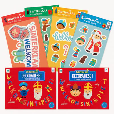 Sinterklaas Decoratiepakket – 4x Herbruikbare Raamstickers + Honeycomb Set + Folieballon Set – Welkom Sint & Piet – Complete Versiering voor Ramen & Muren – Sinterklaas Feestdecoratie
