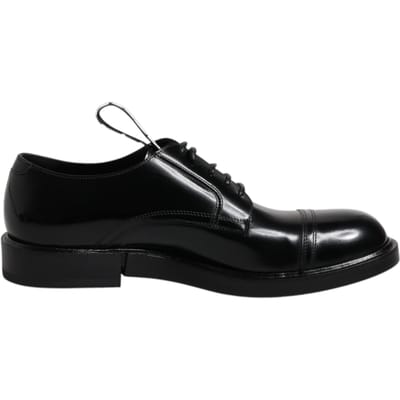 Dolce & Gabbana Zwarte Gepatineerde Leren Derby Veterschoenen Formele Dames Schoenen
