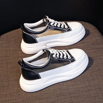Dames Lente Nieuwe All-match Witte Schoenen met Verhoogde Binnenkant Diksoldige Sportieve Koeienhuid Dames Enkelschoenen 40 white