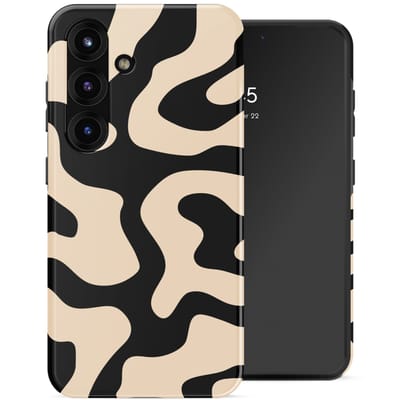 Selencia Hoesje - Geschikt voor Samsung Galaxy S25 - Backcover met Magnetische Ring - Art Wave Black