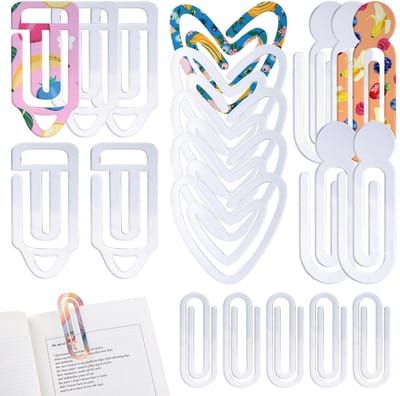 Dailygoods- Sublimatiepaperclips 20 stuks - Acryl Blanco's - Doorzichtige Bladwijzers - Jumbo-Paperclips - Kantoor/Knutselbenodigdheden - Hoogwaardige Coating