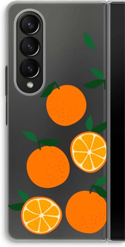 Case Company® - Hoesje geschikt voor Samsung Galaxy Z Fold4 hoesje - Will you be my clementine - Soft Cover Telefoonhoesje - Bescherming aan alle Kanten en Schermrand