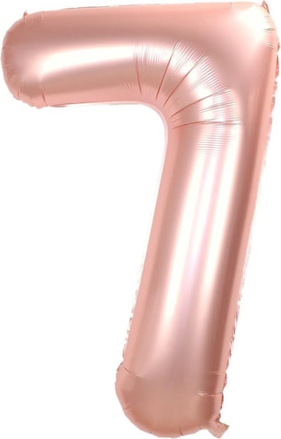Folie Ballon Cijfer 7 Jaar Rosé Goud 70Cm Verjaardag Folieballon Met Rietje