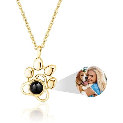 Gepersonaliseerde Foto Projectie Ketting met Foto Binnenin Kat Hond Poot Hanger Projectie Foto Ketting met Foto Projectie Stainless steel&photo necklace 3 zilver