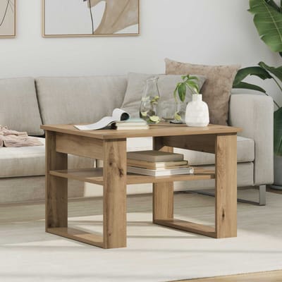 vidaXL - Salontafel - Artisan - Eiken - 64 - x - 54 - x - 44 - cm - Bewerkt - hout