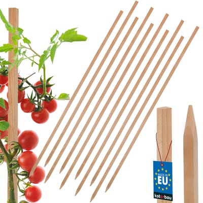 KOTARBAU® 10 st Tomatenstokken, Plantenstok, Beukenhout, 100 cm, Natuurlijk, Plantenstokken, Plantensteun, Houten Paaltjes, Houten Stokken, Tuinbenodigdheden