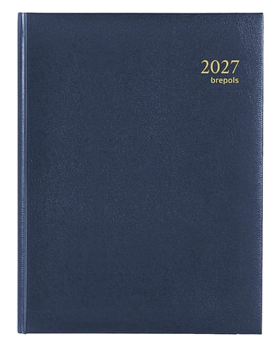 Brepols bureau agenda 2027 - AMBASSADOR [0.116] - LIMA - Bureau agenda - 1 dag op 1 pagina - Dagoverzicht - Blauw - 17 x 22 cm