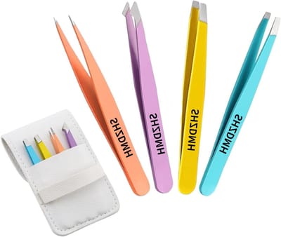 Precisie RVS Pincetten Set voor het Verwijderen van Ingegroeide Haren en Wimperextensions met Leren Etui - Perfecte Cadeau voor Vrouwen