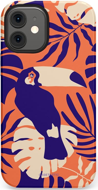 Casetastic Hoesje Geschikt voor Apple iPhone 12 Mini - Stijlvolle Beschermende Duo-layer Case - Paradijs Toekan
