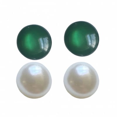 2 paar-Allergievrij-Oorbellen-Smaragdgroen-Synthetische Parel- Charme Bijoux